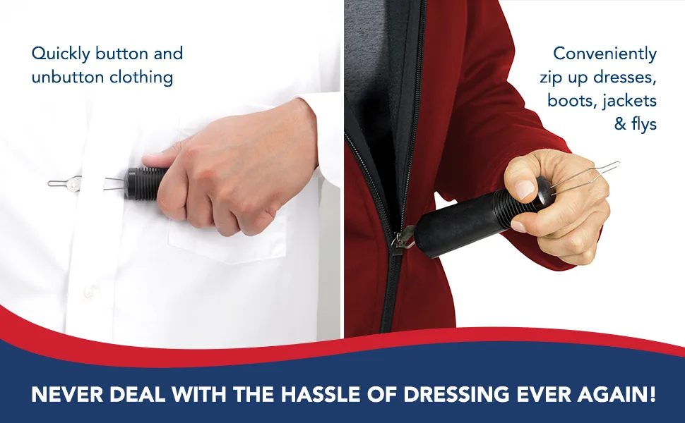 Button Hook & Zipper Pull, Assist, Helper Device, Dress Clothes Tool, Button Shirts Aid, One Hand, Disability, Handicapped and Seniors by Dr. Arthritis (Single) - Button Hook and Zipper Pull