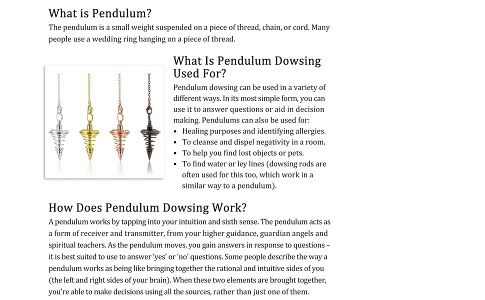 PESOENTH Copper Metal Dowsing Pendulum Divination Dower Reiki Healing Pendulum Chain,Silver Spiral Coil Point Meditation Yoga Balancing Pendant (Silver (Solid Cone)) - introduction
