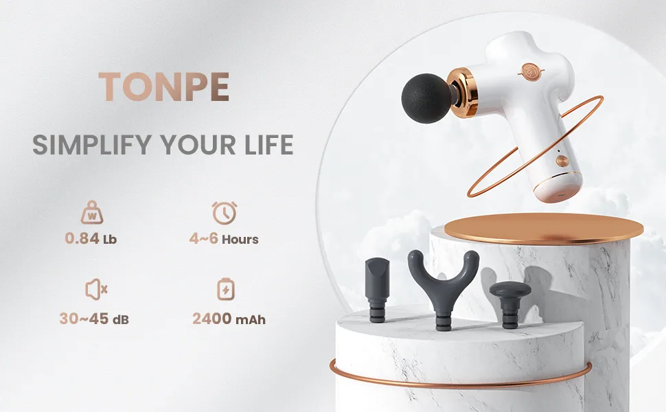 Massage Gun Deep Tissue, Tonpe Percussion Muscle Massager, Mini and Quiet Handheld Massager for Muscle Neck Back Shoulder A-white - MG11 White