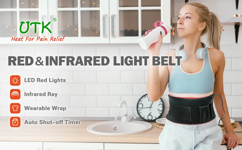 UTK Red Light Therapy Pad for Body Pain Relief, LED 660&850nm Wearable Wrap Deep Therapy Belt with Timer Function Relieve Back Shoulder Pain 7 Piece Set - utk red light therapy