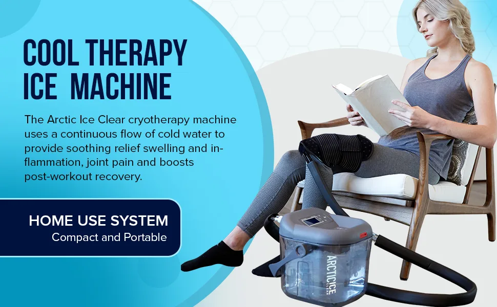 Circulating Cold Water Therapy Kit Gen 2 by Arctic Ice Clear – Ice Machine with Universal Pad 3-Strap Wrap and 4 Cold Cubes (Arctic Ice Clear Kit) - Main-banner
