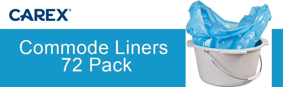 Carex Premium Commode Liners 72 Pack Leak Proof Fits Most Commodes with Absorbent Powder Holds 2 Quarts Liquid Disposable, Blue, (1 Box), 72 Count 72 Count (Pack of 1) - Commode Liners