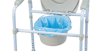 Carex Premium Commode Liners 72 Pack Leak Proof Fits Most Commodes with Absorbent Powder Holds 2 Quarts Liquid Disposable, Blue, (1 Box), 72 Count 72 Count (Pack of 1) - commode liners