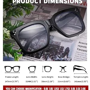 FEISEDY Blue Light Blocking Reading Glasses Oversized Readers Designer Luxury Square Eyewear Frame B2695-FR Leopard Frame 1.75 x - Black Reading Glasses