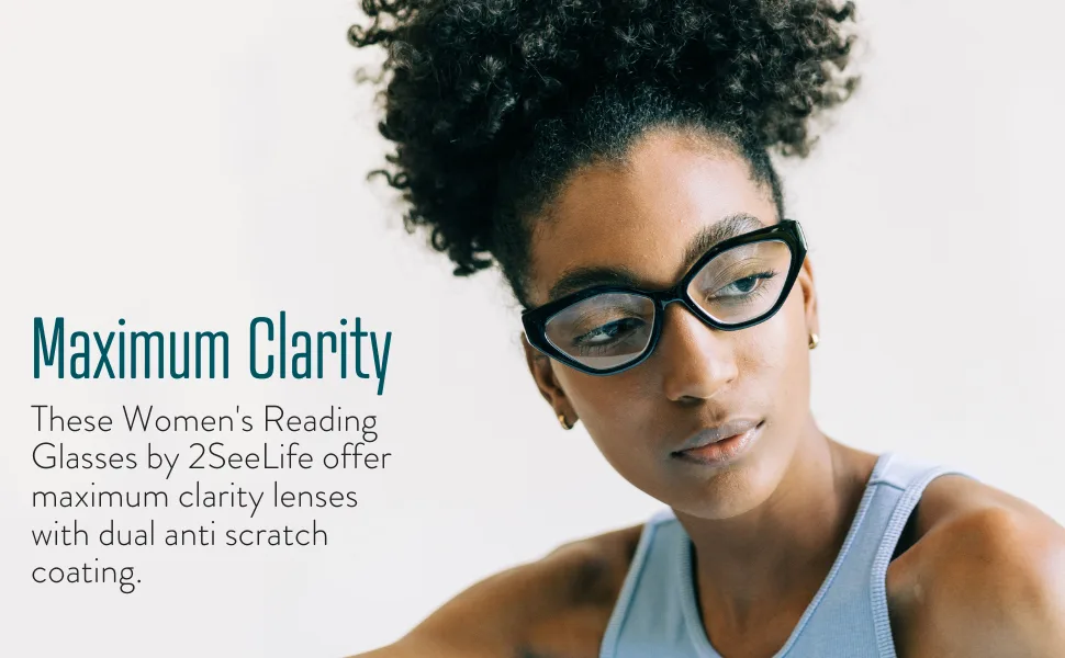 2SeeLife Geometric Cat Eye Oversized Reading Glasses for Women (+1.00 up to +3.00) Green 1.75 x - Black cat eye reading glasses for women