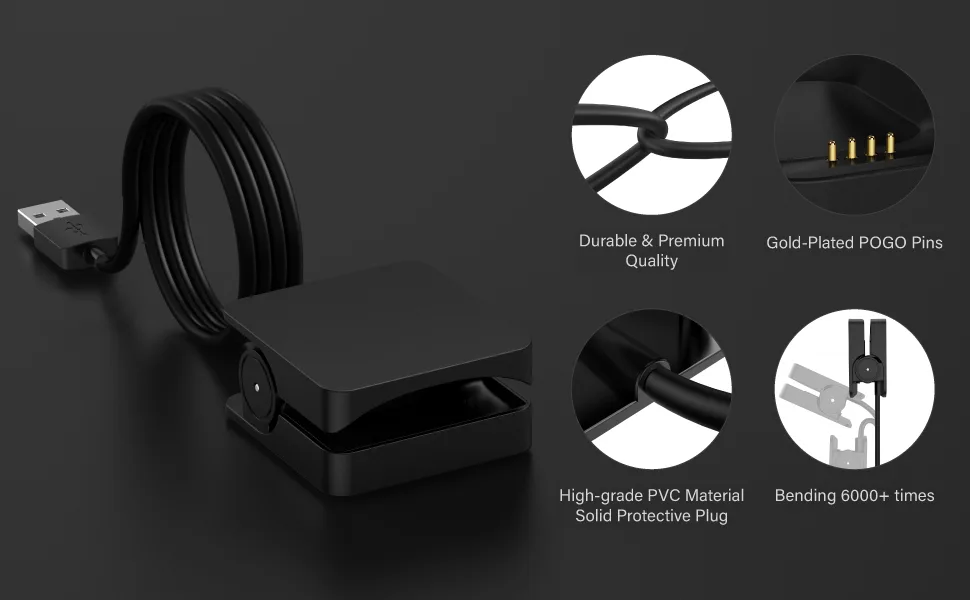 TUSITA [2-Pack] Charger Compatible with Halo Band Activity Tracker(NOT for Halo View) - USB Charging Cable Clip 3.3ft /100cm - Fitness Tracker Accessories - product information 4