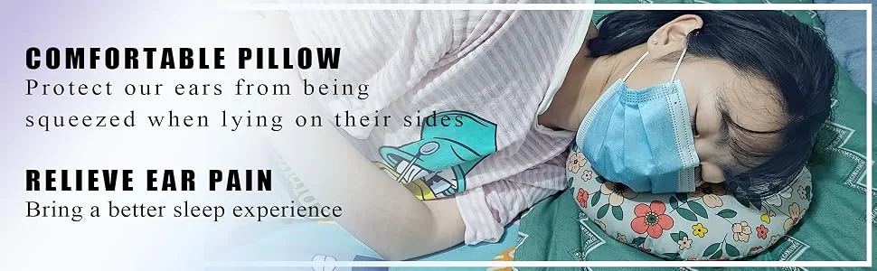 Piercing Pillow for Side Sleepers, Ear Pillows with Ear Hole for Ear Pain, cnh, O-Shaped Side Sleeping Ear Guard Pillow Light Blue - piercing pillow for side sleepers ear pillows for Ear Pain