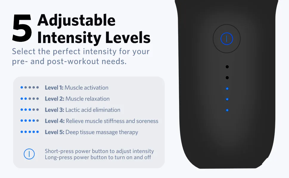 Mini Massage Gun- Kebor Portable Deep Percussion Massager, Handheld Electric Muscle Massagers with 5 Intensities, 4 Heads, USB Charging- for Home Gym Outdoors Black - product information 2