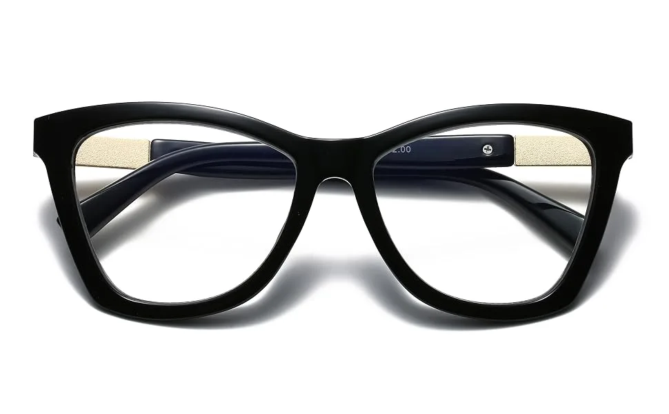Bevi Reading Glasses Anti Eyestrain Blue Light Blocking Lightweight Large Square Frame with Metal Hinge for Women and Men 01a-blue Light Blocking - Black 2.5 x - product information 10