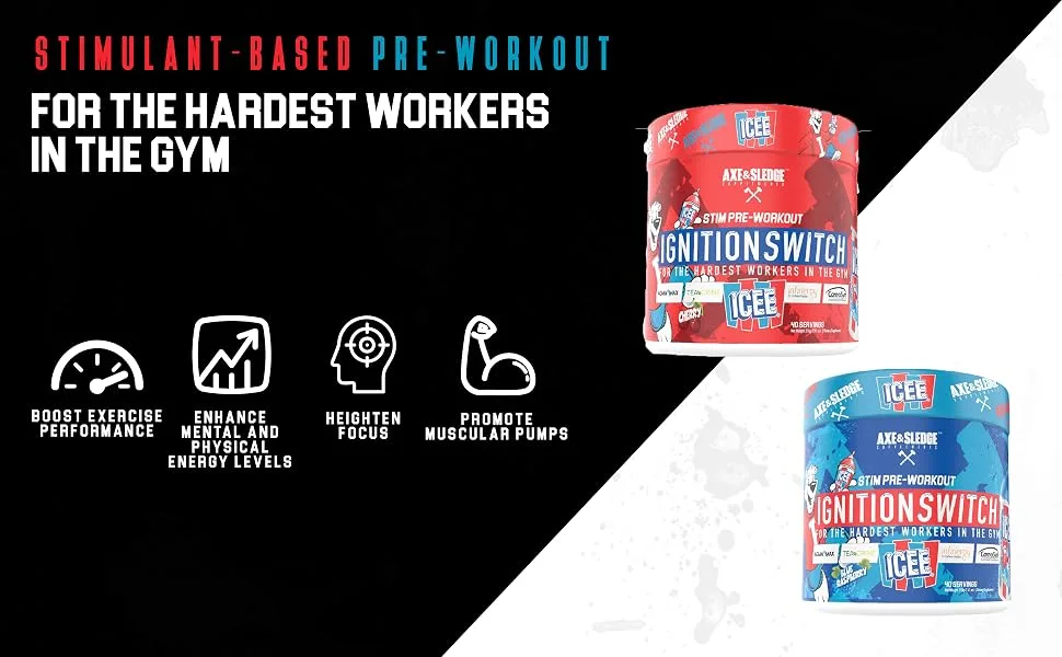 Ignition Switch Pre-Workout with CarnoSyn, TeaCrine, Infinergy, and AgmaMax, Long Lasting Energy, Laser Focus, Increased Pumps, Enhanced Performance, 40 Servings, ICEE Cherry - Ignition Switch Stimulant-Based Pre-Workout