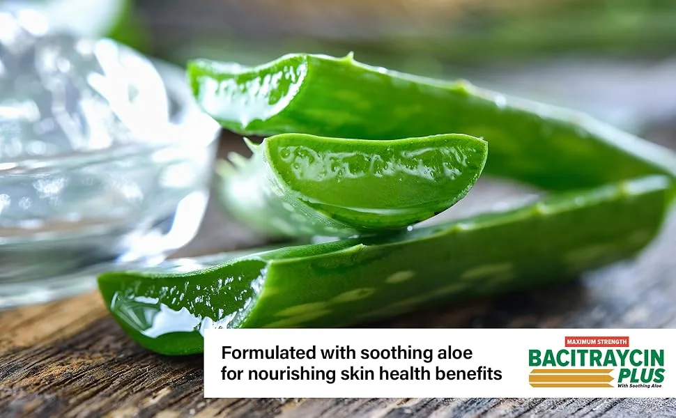 Bacitraycin Plus Max Strength First Aid Antibiotic Ointment Plus Pain Relief, with Moisturizing Aloe, 1oz, 2 Pack - Bacitraycin with soothing aloe for nourishing skin health benefits