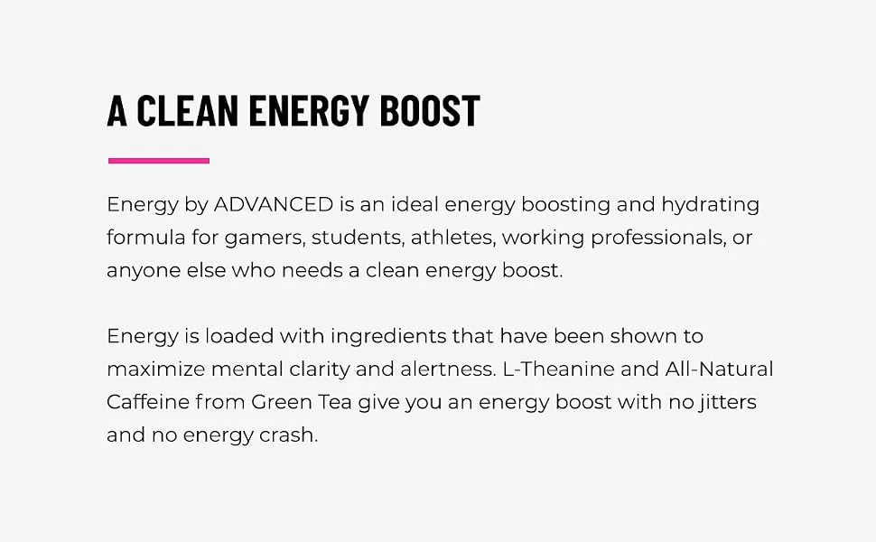 Energy by ADVANCED - Energy Boosting Formula with Electrolytes for Hydration | L-Theanine to Combat Jitters | Sugar Free & Keto Friendly | No Maltodextrin (40 Servings) (Strawberry Shortcake) - energy supplement energy gaming supplies energy for gamers pre workout