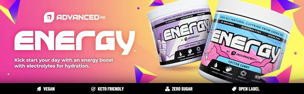 Energy by ADVANCED - Energy Boosting Formula with Electrolytes for Hydration | L-Theanine to Combat Jitters | Sugar Free & Keto Friendly | No Maltodextrin (40 Servings) (Strawberry Shortcake) - energy supplement gaming drinks boost energy boost