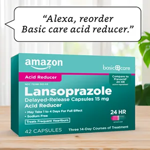 Amazon Basic Care Lansoprazole Delayed Release Capsules, Proton Pump Inhibitor, Treats Frequent Heartburn, Day or Night, 14 Count - Alexa reorder