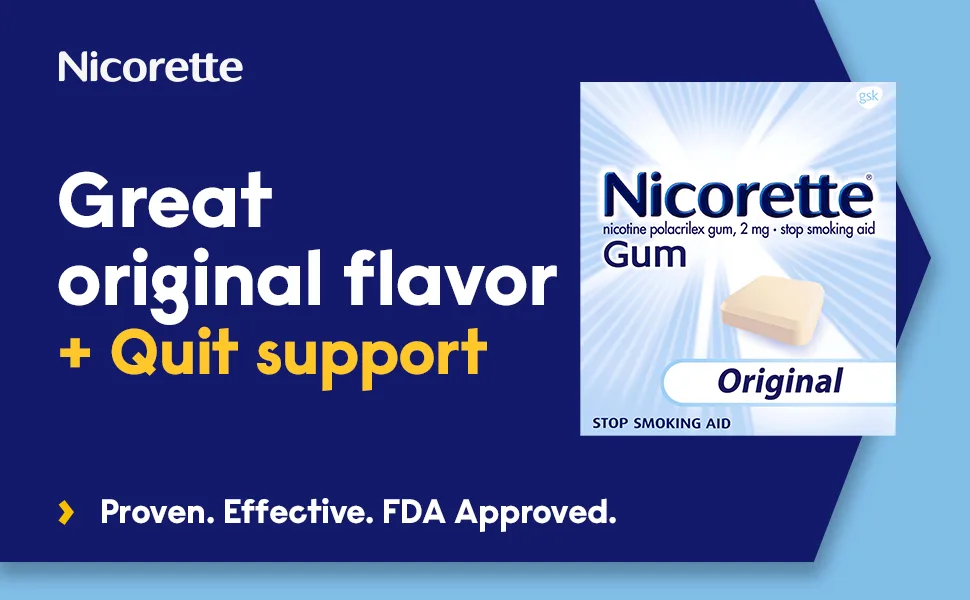 Nicorette 2mg Nicotine Gum to Help Quit Smoking with Behavioral Support Program - Original Unflavored Stop Smoking Aid, 170 Count - Great original flavor + quit support