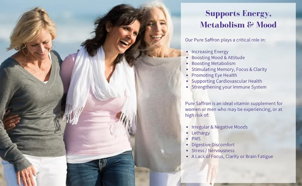 Saffron Supplements - 100% Pure Saffron Extract Capsules - Boost Energy & Mood, Support Eye & Heart Health - Pure Micronutrients - saffron supplements for metabolism energy pills