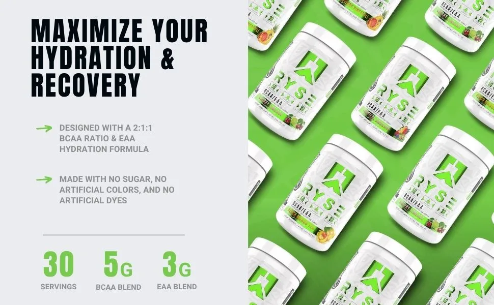 RYSE Core Series BCAA+EAA | Recover, Hydrate, and Build | With 5g Branched Chain Aminos and 3g Essential Aminos | 30 Servings (Cherry Limeade) - Ryse BCAA + EAA