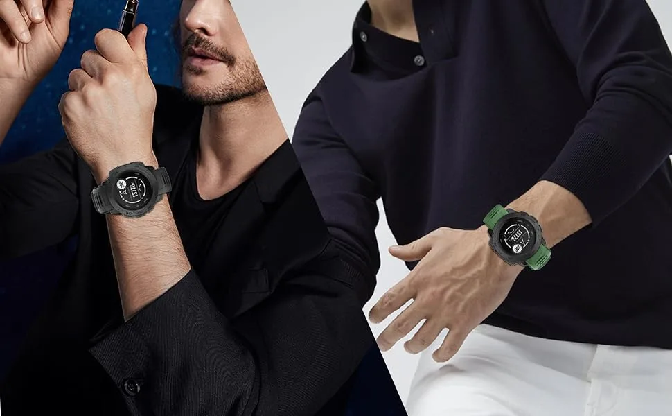 OVERSTEP for Garmin Instinct Band, Soft Silicone Replacement Watch Strap Compatible with Garmin Instinct 2, Solar, Tactical - Amber Yellow - The instinct band fits your wrist perfectly