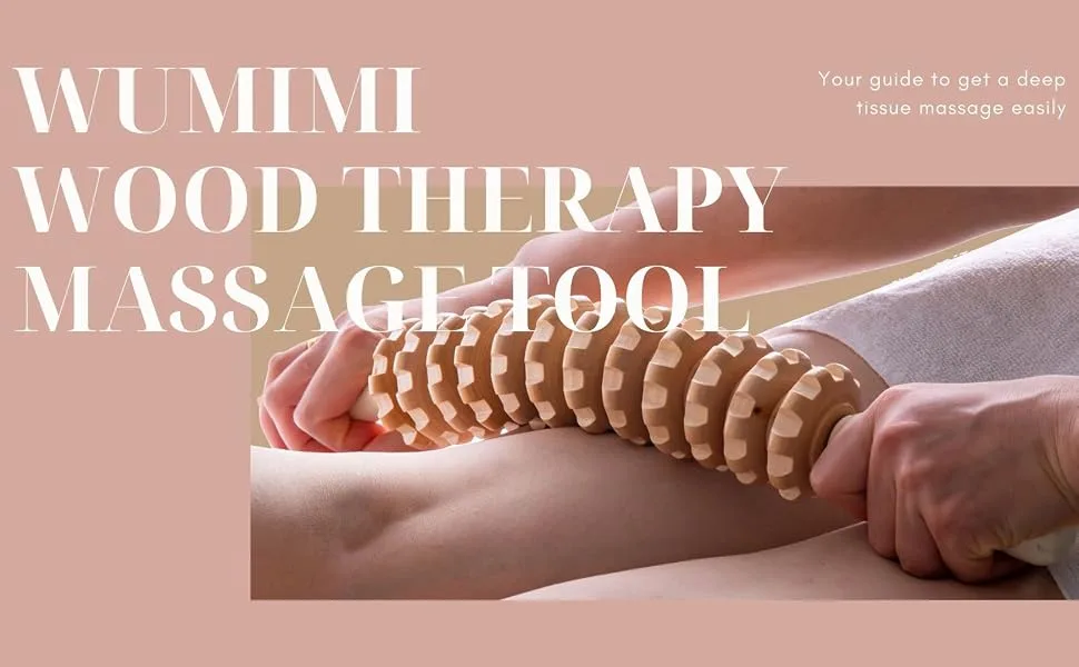 Wumimi Wood Therapy Roller Stick Massage Tool, Curved Designed Handheld Maderoterapia Colombiana Massage Tool, Lymphatic Drainage, Trigger Point Stick, Body Therapy Massager Curve Roller - product information 1