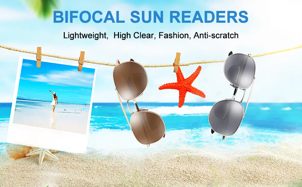 Bifocal Aviator Sun Readers, 1.0 Reading Sunglass for Women Men Protect UV400 Grey 1.0D - bifocal sun readers