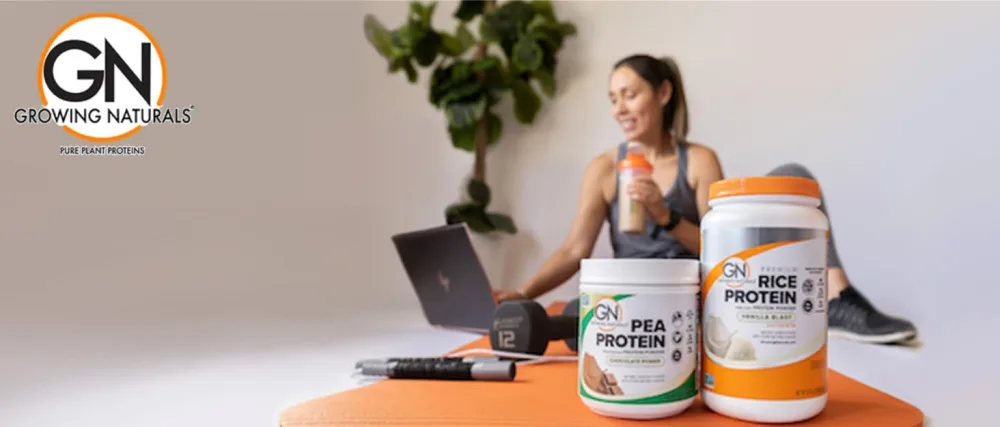 Growing Naturals Rice Protein Chocolate Power (476G) 16.80 Ounces by Growing Naturals - background