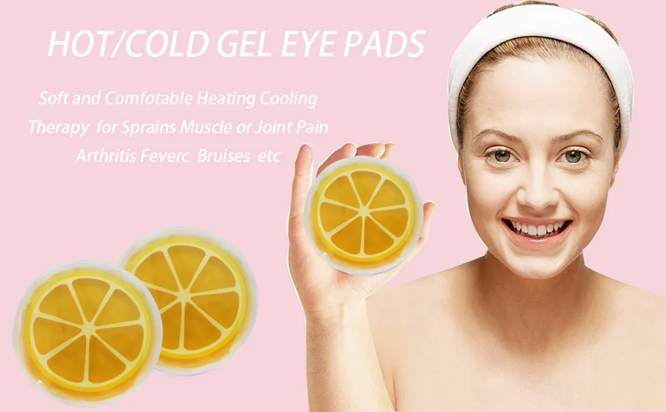 Eye Pad, Gel Eye Pad Cold Eye Mask Hot Cold Compress Reusable Gel Eye Pads Treat Eye Swelling (#C) - orange pad