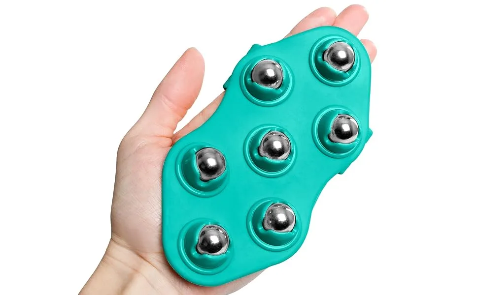 TKO Hand Held Massager Tools | Roller Ball Massager | Hand Roller Massager | Massage Gloves | Hand Massager Tool | Rolling Ball for Muscle Massaging | Massage Tool for Essential Oils | Pain Relief Light Grey - TKO Hand Massager with Metal Ball Rollers