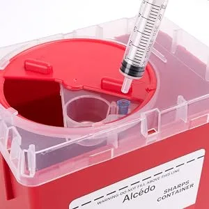 Alcedo Sharps Container for Home and Professional Use 2 Quart (3-Pack), Biohazard Needle and Syringe Disposal, Medical Grade - Dispose of Sharps