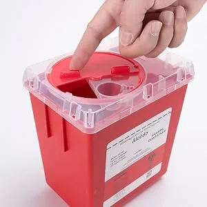 Alcedo Sharps Container for Home and Professional Use 2 Quart (3-Pack), Biohazard Needle and Syringe Disposal, Medical Grade - Safe Disposal