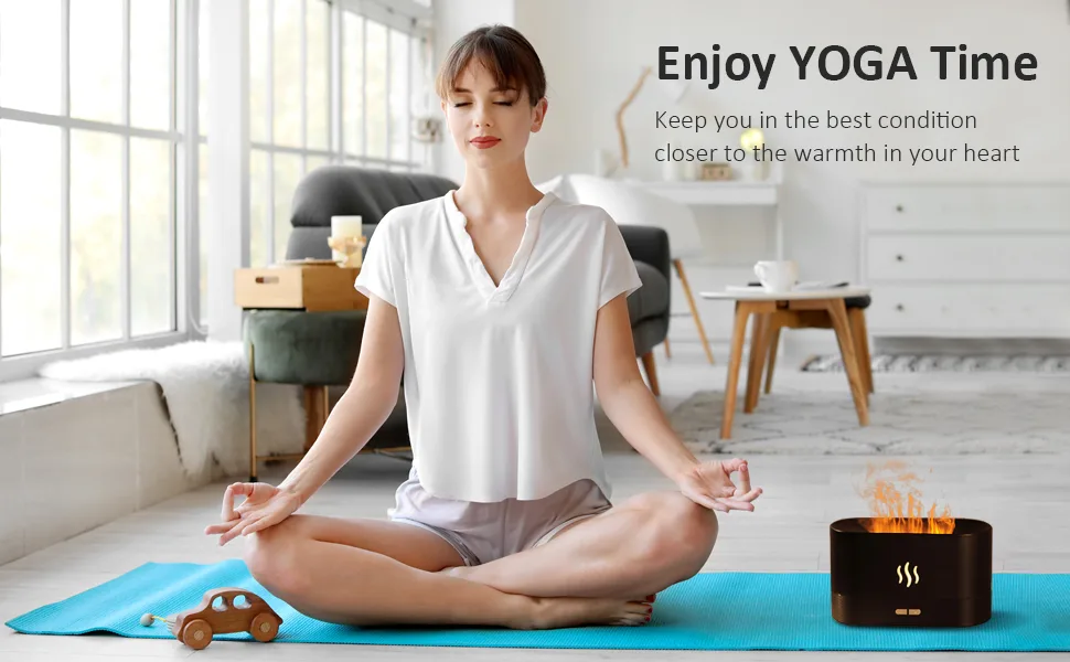 InFanso Essential Oil Diffuser BDQ701 180ml Aromatherapy Oil Diffuser Ultrasonic Cool Mist Diffuser with Waterless Auto Shut-Off Protection,2 Mist Mode Flame Lights for Home Office Black - oil diffuser