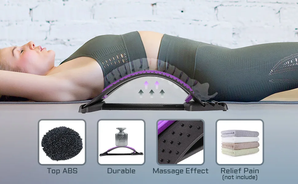 Back Stretcher,Back Cracker,Lower Back Stretchers for Pain Relief, Lumbar Spine Deck Board Multi-Level Back Stretching Device Black - product information 4