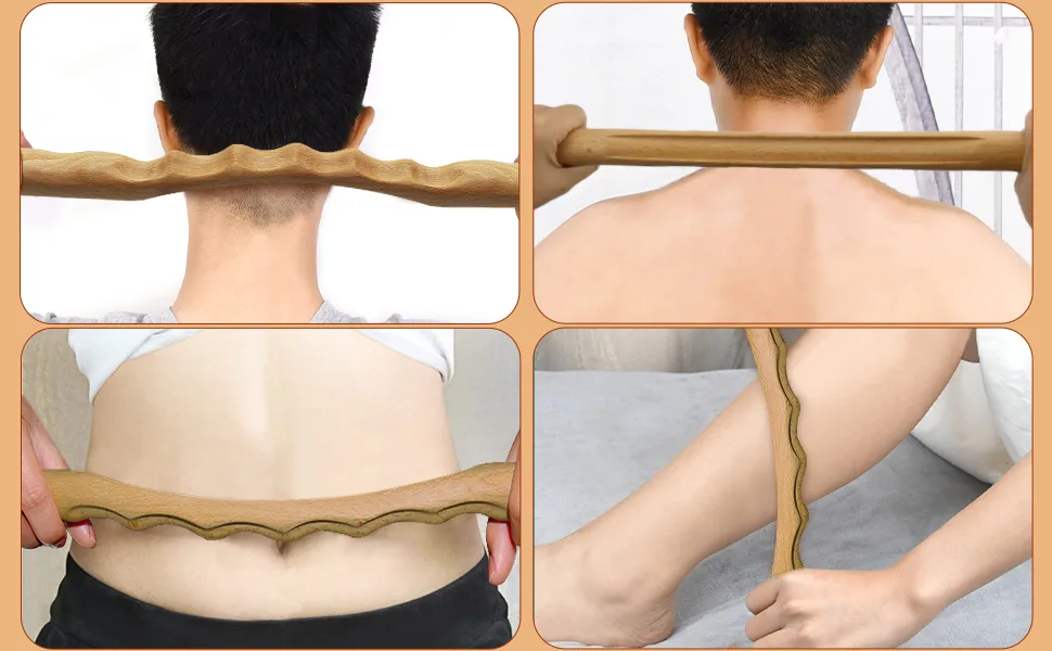 2 PCS Wooden Gua Sha Massage Tools, Wood Massage Tools Includes Wood Therapy Massage Tools Lymphatic Drainage Tool, Wood GuaSha Tool for Anti Cellulite, Maderotherapy - gua sha wooden stick