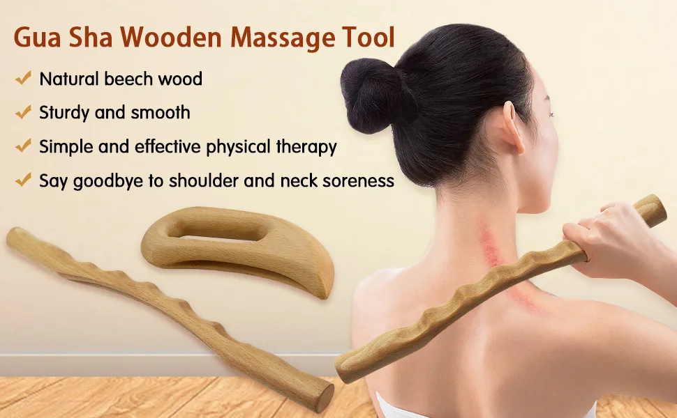 2 PCS Wooden Gua Sha Massage Tools, Wood Massage Tools Includes Wood Therapy Massage Tools Lymphatic Drainage Tool, Wood GuaSha Tool for Anti Cellulite, Maderotherapy - wood gua sha massage tool