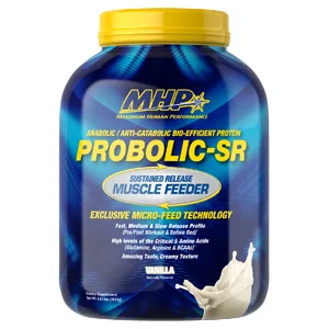 Maximum Human Performance Probolic-SR Sustained Release Protein Powder, 24g Protein, BCAAs, Glutamine, Arginine, Pre-Workout, Post-Workout, Nighttime Protein, 4lbs, 52 Servings, Vanilla Vanilla 52 Servings (Pack of 1) - anabolic anti-catabolic protein powder drink sustained release muscle feeder