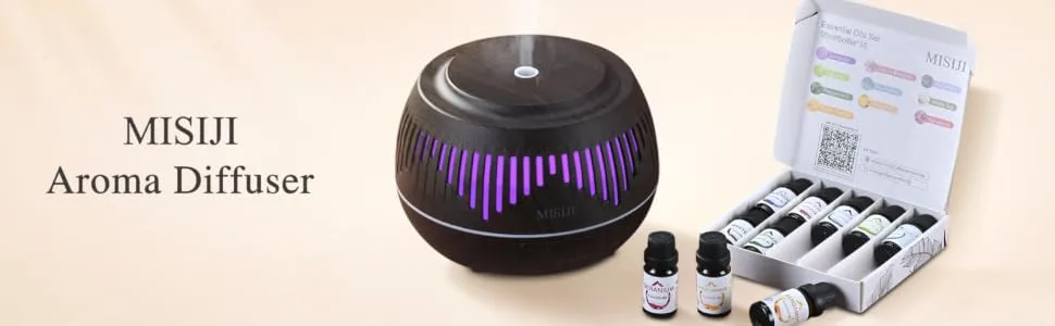 Aromatherapy Diffuser with 10 Essential Oils Set, 500ML Aroma Humidifier for Essential Oil Large Room, Bedroom Vaporizers Cool Mist Humidifier Gift Set TZ001 - Aromatherapy Diffuser