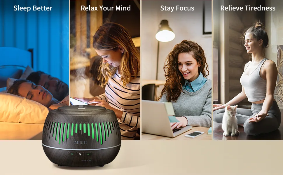 Aromatherapy Diffuser with 10 Essential Oils Set, 500ML Aroma Humidifier for Essential Oil Large Room, Bedroom Vaporizers Cool Mist Humidifier Gift Set TZ001 - essential oil diffuser