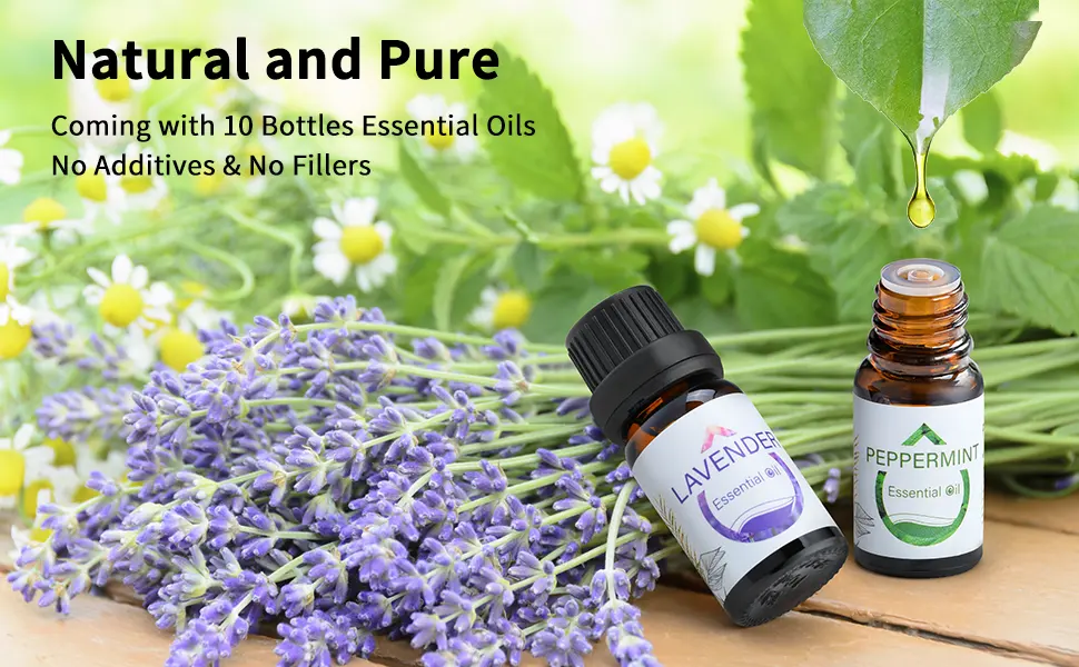 Aromatherapy Diffuser with 10 Essential Oils Set, 500ML Aroma Humidifier for Essential Oil Large Room, Bedroom Vaporizers Cool Mist Humidifier Gift Set TZ001 - essential oil diffuser