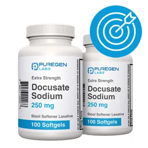 Puregen Labs Docusate Sodium 250mg Stool Softener Laxative | 100 sofgels | Gentle Constipation Relief | Extra Strength | Stimulant Free - First line treatment for constipation