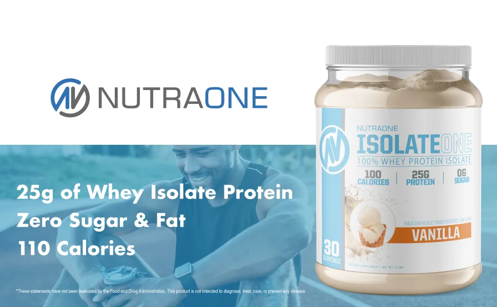 IsolateOne Whey Isolate Protein Powder by NutraOne – 100% Pure Whey Isolate Powder (Gourmet Chocolate - 2 lbs.) - 25g of Whey Isolate Protein Zero Sugar & Fat 110 Calories