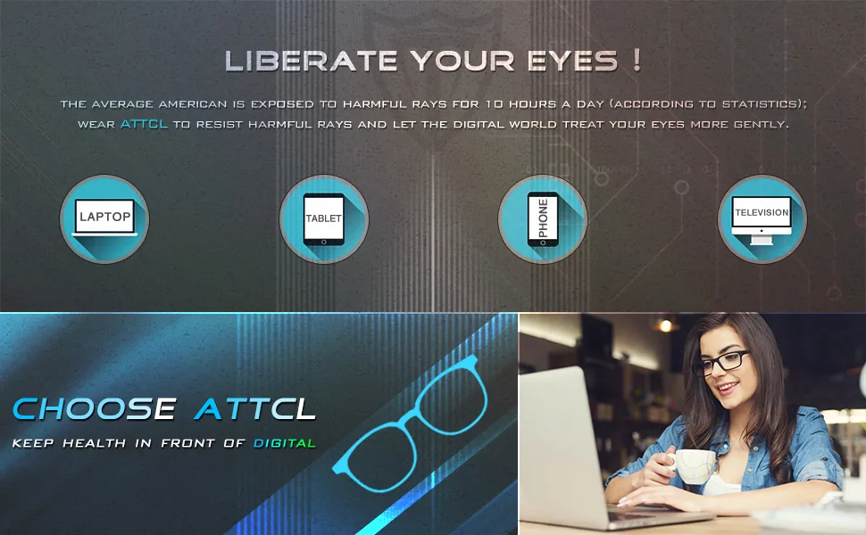 ATTCL Unisex Blue Light Blocking Glasses Men Women Computer Glasses Round Eyeglasses frame Heihua - product information 6