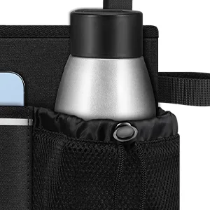 FINPAC Large Walker Tote Bag with Cup Holder, Folding Walker Attachment Hands-Free Storage Basket Mobility Aid Accessory Pouch for Elderly, Senior, Gray *Gray - cup holder