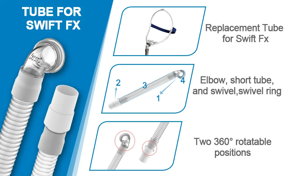 2 Packs Replacement Tube Assembly for Respironics Wisp, Include Short Tube & Elbow & Swivel, Replacement Tubing for Wisp(Not Compatible with DreamWisp), Medihealer CPAP Supplies - product information 5