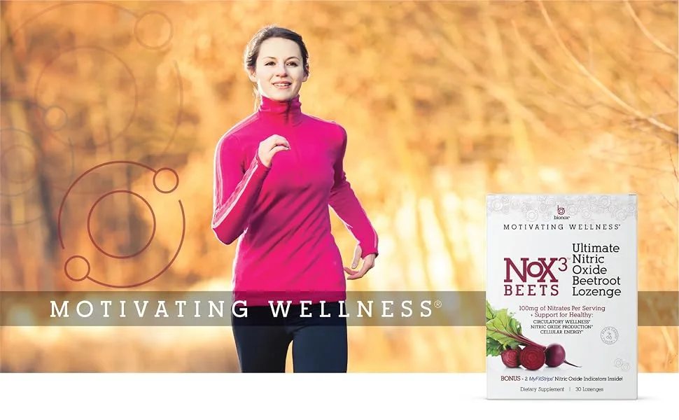 Bionox Nox3 Organic Beetroot with Nitric Oxide Test Strips, Blood Pressure Support, Delicious Dark Cherry Flavor, Beet Superfood, 30 Days - Nox3 Beets