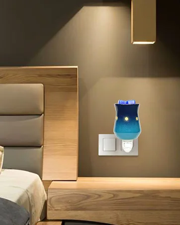 Glass Essential Oil Diffuser Ultrasonic Aromatherapy Diffuser Electric Aroma Cool Mist Diffuser Humidifier with 7 LED Light 2 Mist Mode for Home Office Yoga SPA - Blue Ink 100ML Blue Ink-100ml - plug in warmer