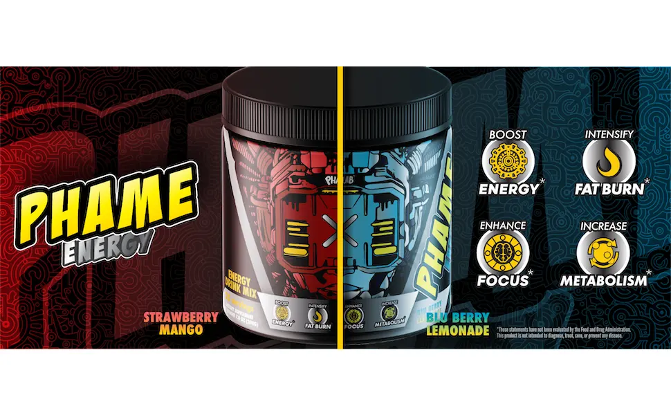 Phame Energy Drink Powder Mix & Advanced Focus Supplement |Game Fuel for Memory, Processing Speed & Hydration| Keto Electrolytes & Potassium | 25 Servings Strawberry Mango - pre workout