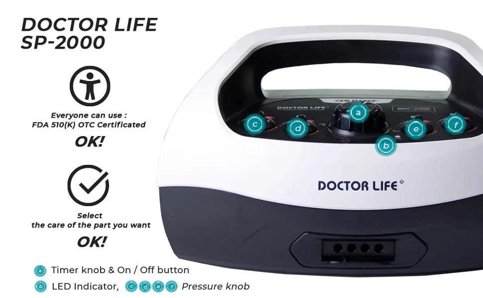[DOCTOR LIFE] SP-2000, L Boots, Sequential Air Compression Leg Massager. Blood & Lymphatic Circulation Therapy System. 4.(SP-2000) Device, L boots - sp-2000 white