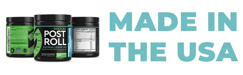 Gold BJJ PostRoll - Jiu Jitsu Post Workout Supplement with EAA & BCAA Essential Amino Acids - Martial Arts Specific Post-Workout Powder (Lemon Ice, 30 Servings) - PostRoll Brazilian Jiu Jitsu Post Workout powder drink electrolyte blend and amino acids EAA BCAA