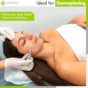 Cynamed 3-Piece Professional Dermaplaning Tool Kit  - 100 Surgical Dermaplane - DERMAPLANING KIT DERMATOLOGIST SCALPEL BLADE HANDLE CLINIC BEAUTY