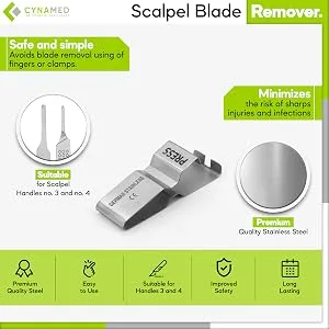 Cynamed 3-Piece Professional Dermaplaning Tool Kit  - 100 Surgical Dermaplane - SCALPEL HANDLE BLADE REMOVER HANDS FREE