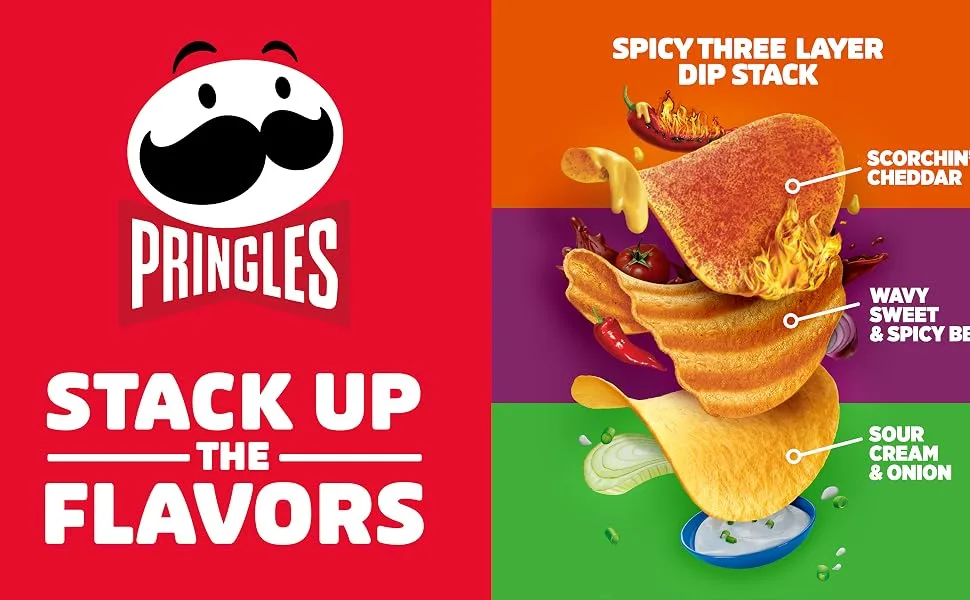 Pringles Potato Crisps Chips Lunch Snacks Office and Kids Snacks Variety Pack 19.3oz Box (27 Cups) - Stack Flavors